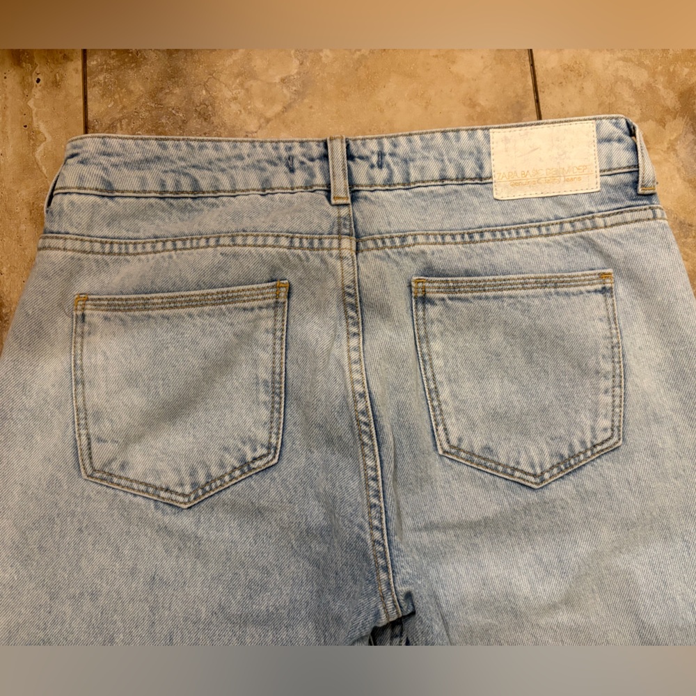Zara Basic Mid-Rise Fringe Side Slit Crop Jeans Women’s Size 4 - Picture 9 of 13